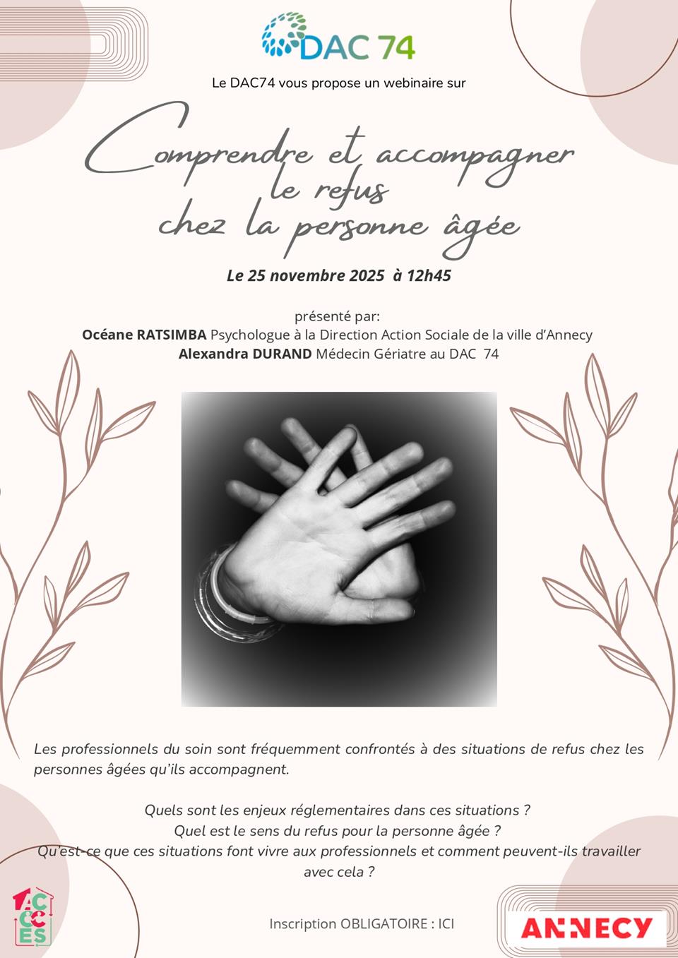 Webinaire « Comprendre et accompagner le refus chez la personne âgée »